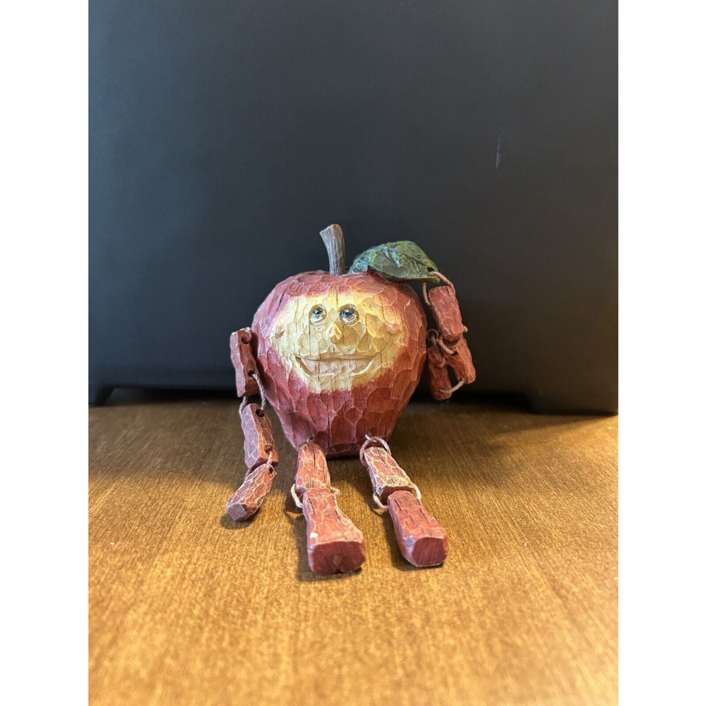 Vintage Fruit Shelf Sitter Anthropomorphic Red Apple Resin